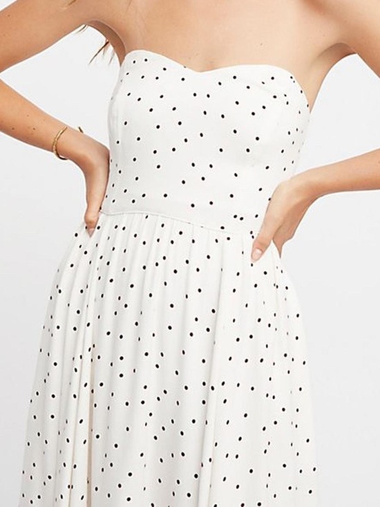 Free People Dresses & Skirts - Free People Bella Donna White Polka Dot Midi Dress Sz 2